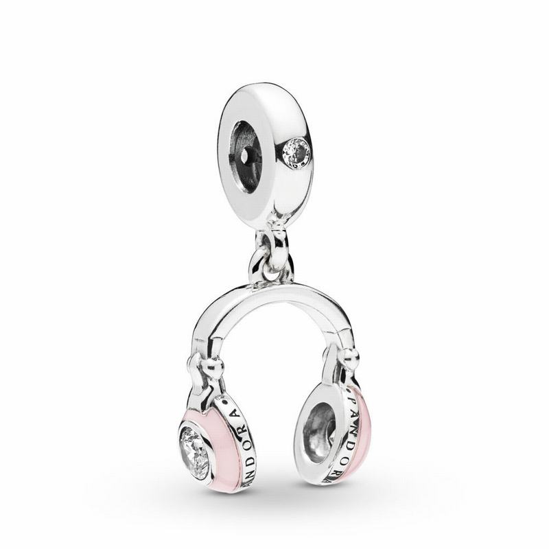 Pandora Pink Headphones Dangle Charm - Sterling Silver/Enamel/Pink/Cubic Zirconia - Canada | ON9990S